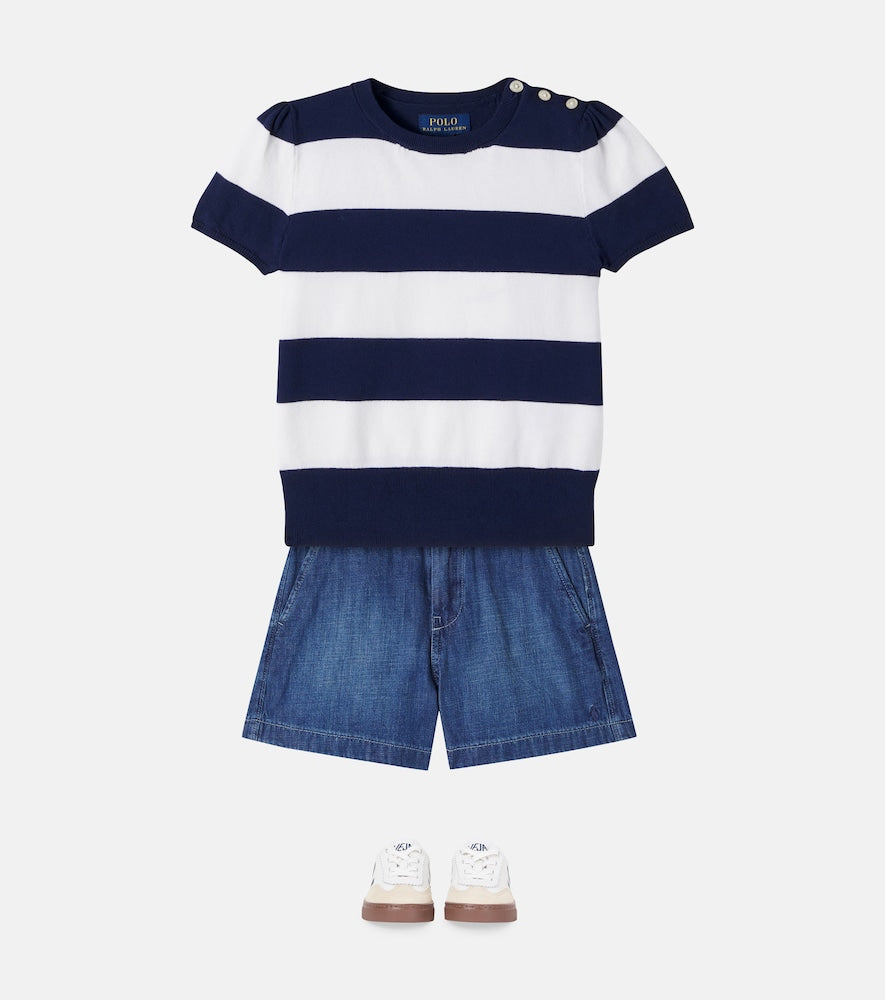 Knitted cotton top and cardigan set