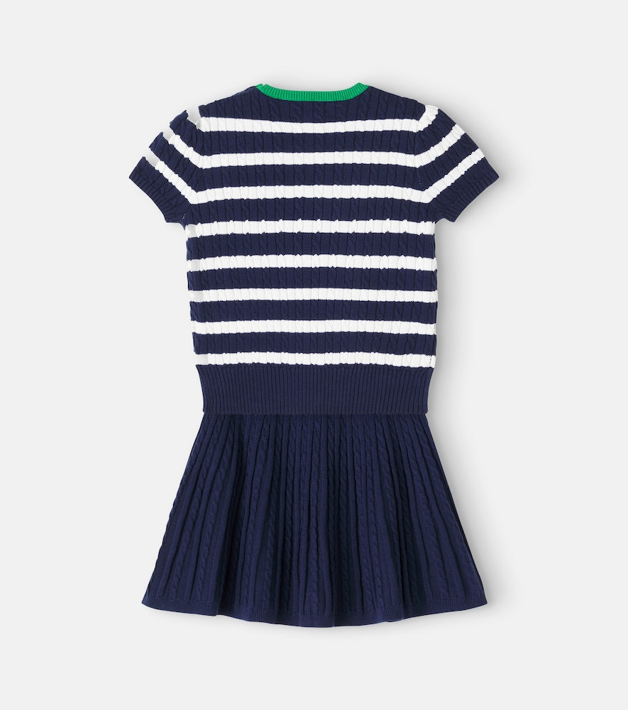 Knitted cotton top and skirt set