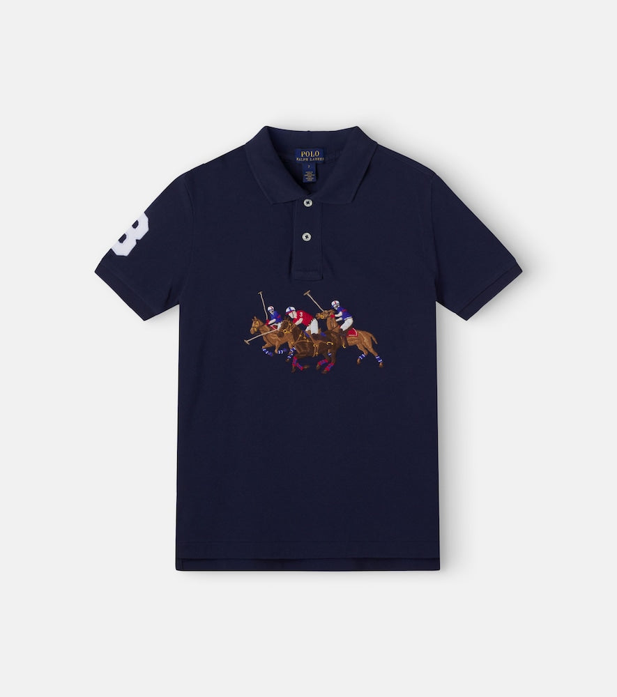 Embroidered cotton polo shirt