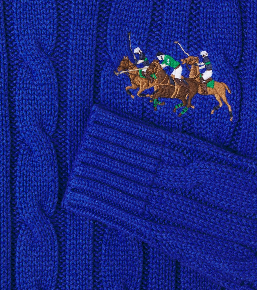 Cable-knit embroidered cotton sweater