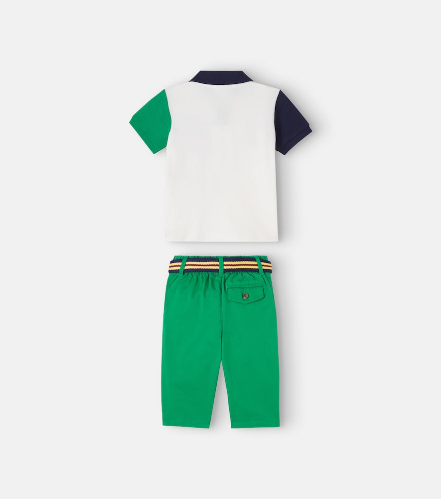 Cotton polo shirt and pants set