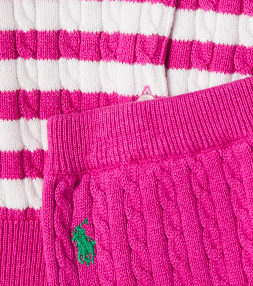 Baby cable-knit cotton cardigan and pants set