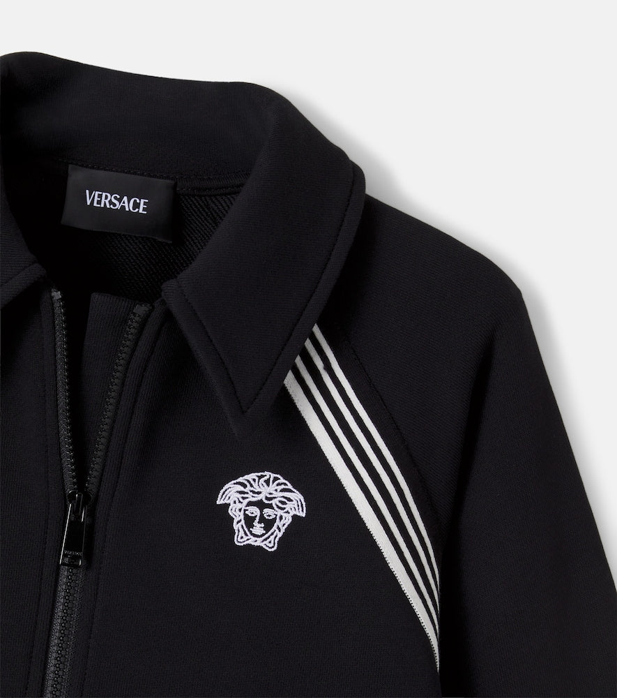 Cotton jersey zip-up sweatshirt