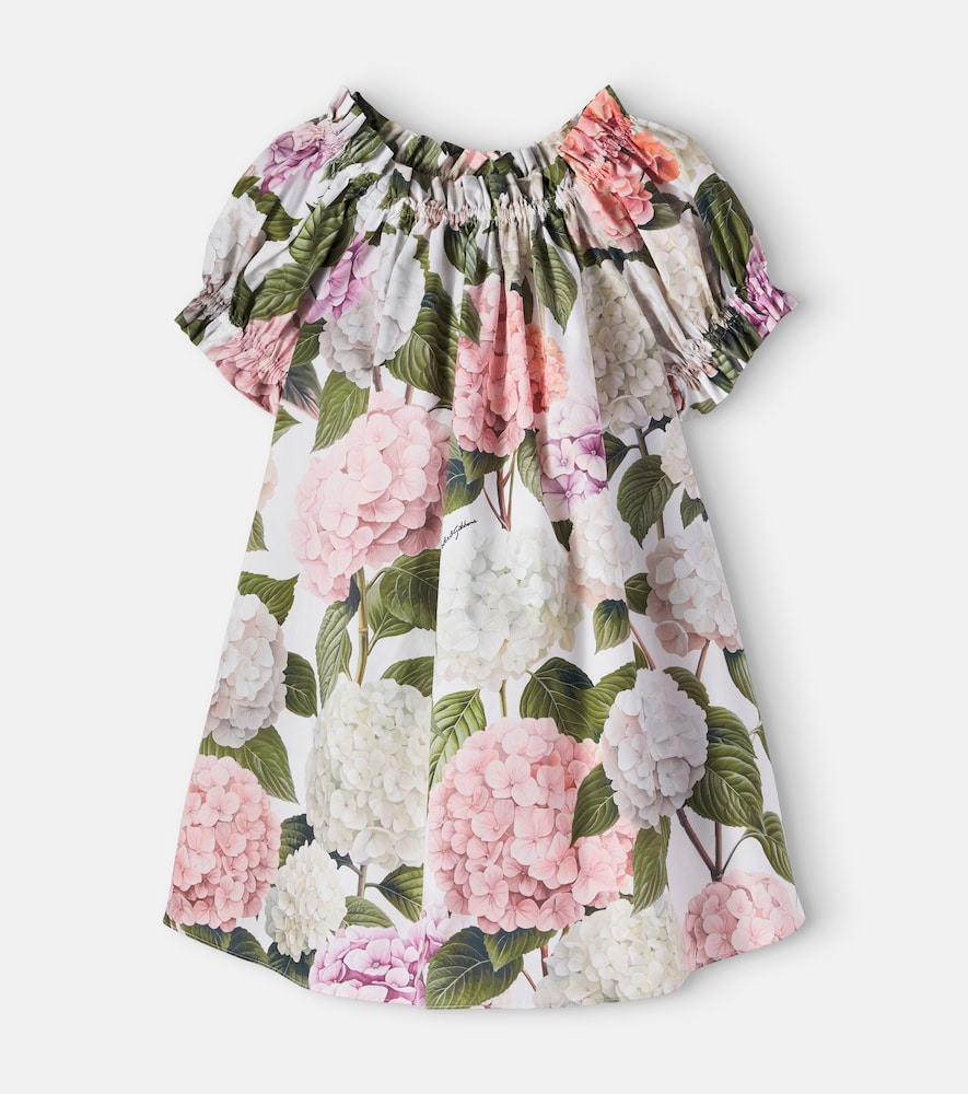 Floral gathered cotton dress