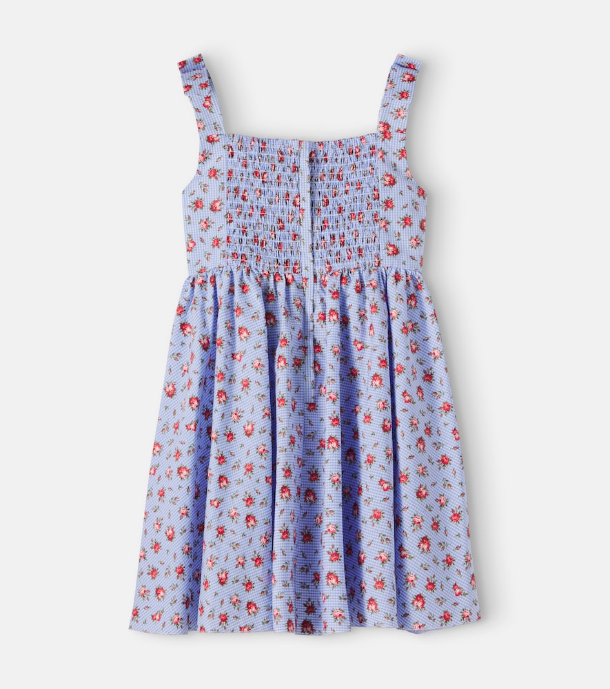 Floral gingham cotton poplin dress