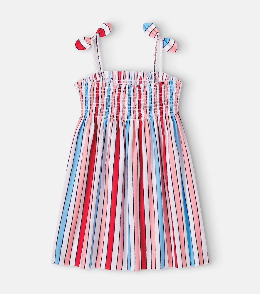 Striped shirred cotton dress