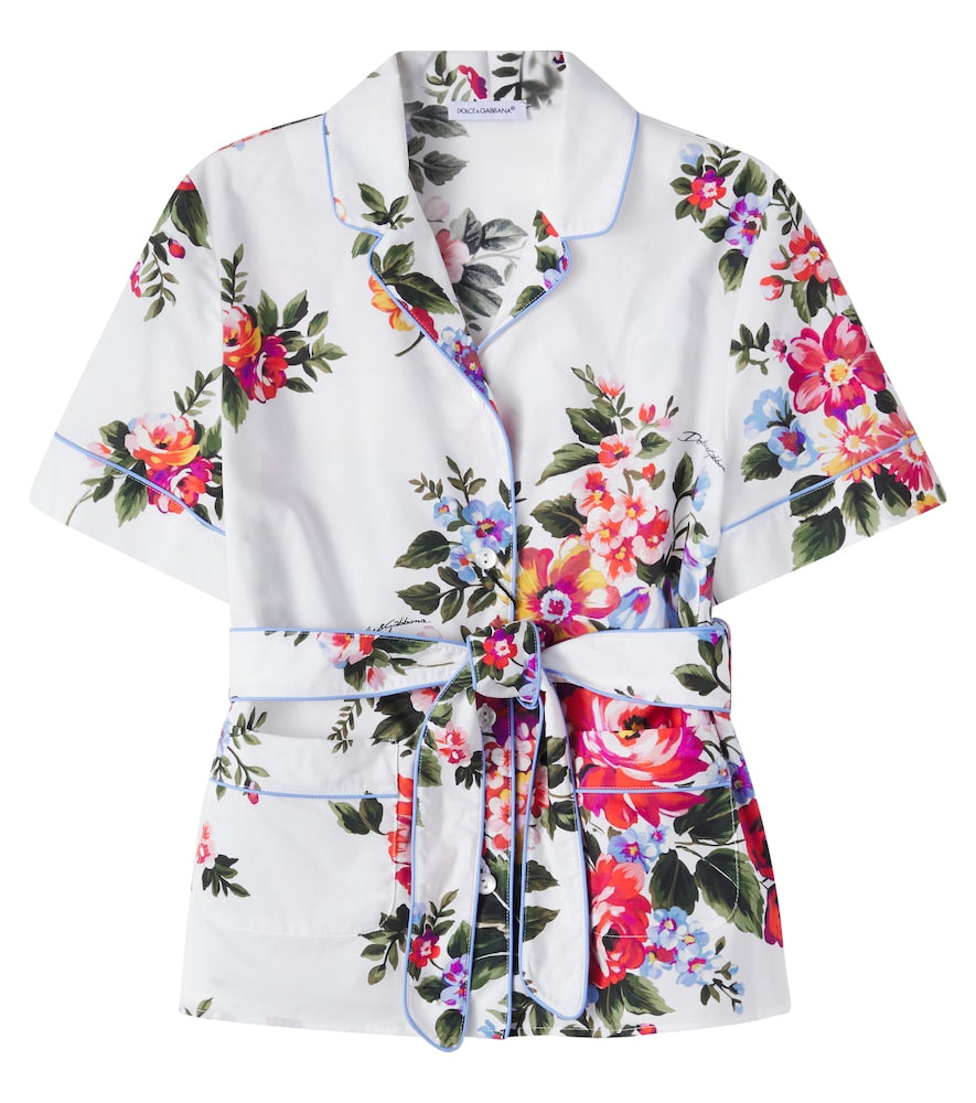 Floral cotton poplin shirt