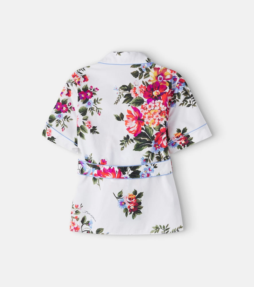 Floral cotton poplin shirt