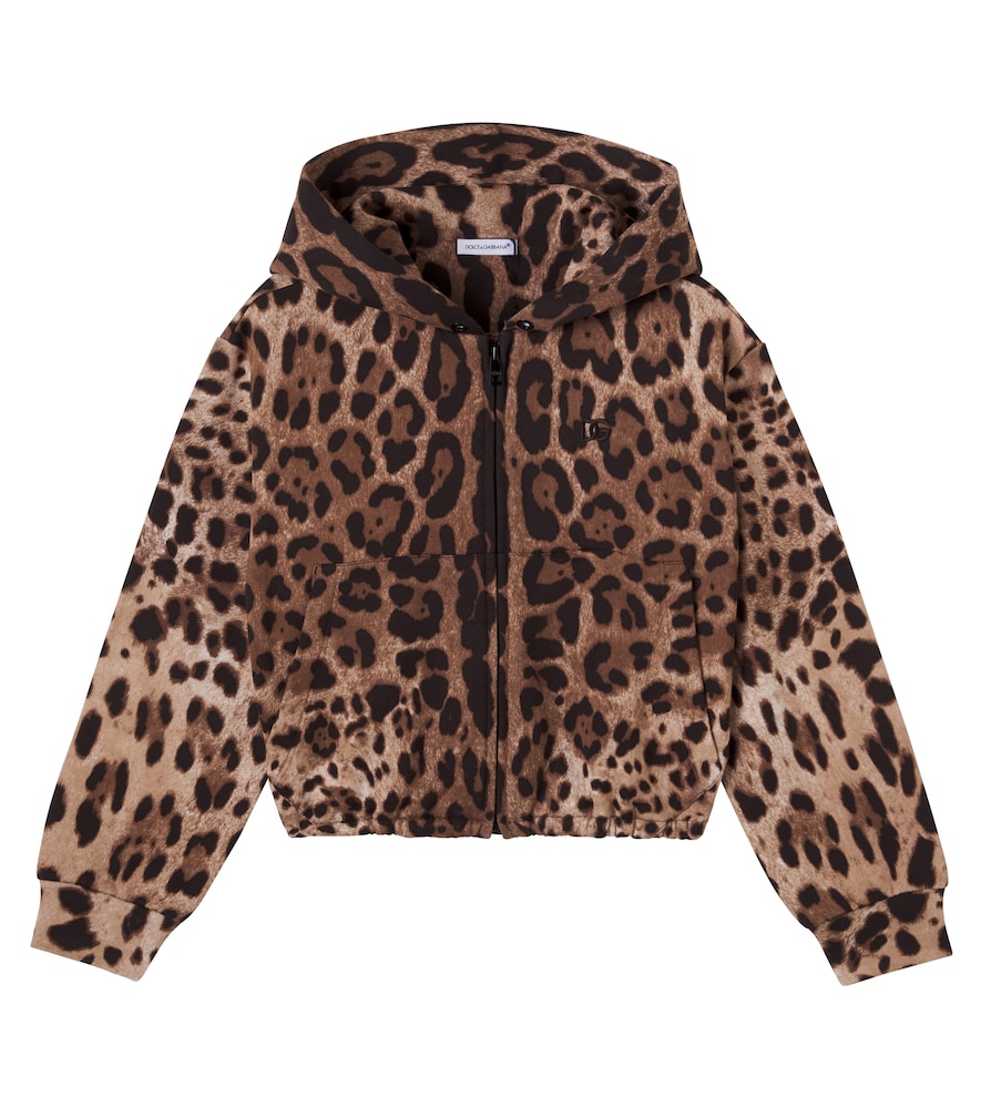 Leopard-print cotton hoodie