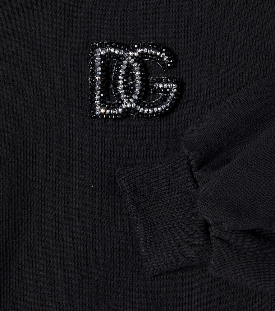DG puff-sleeve cotton jersey sweatshirt