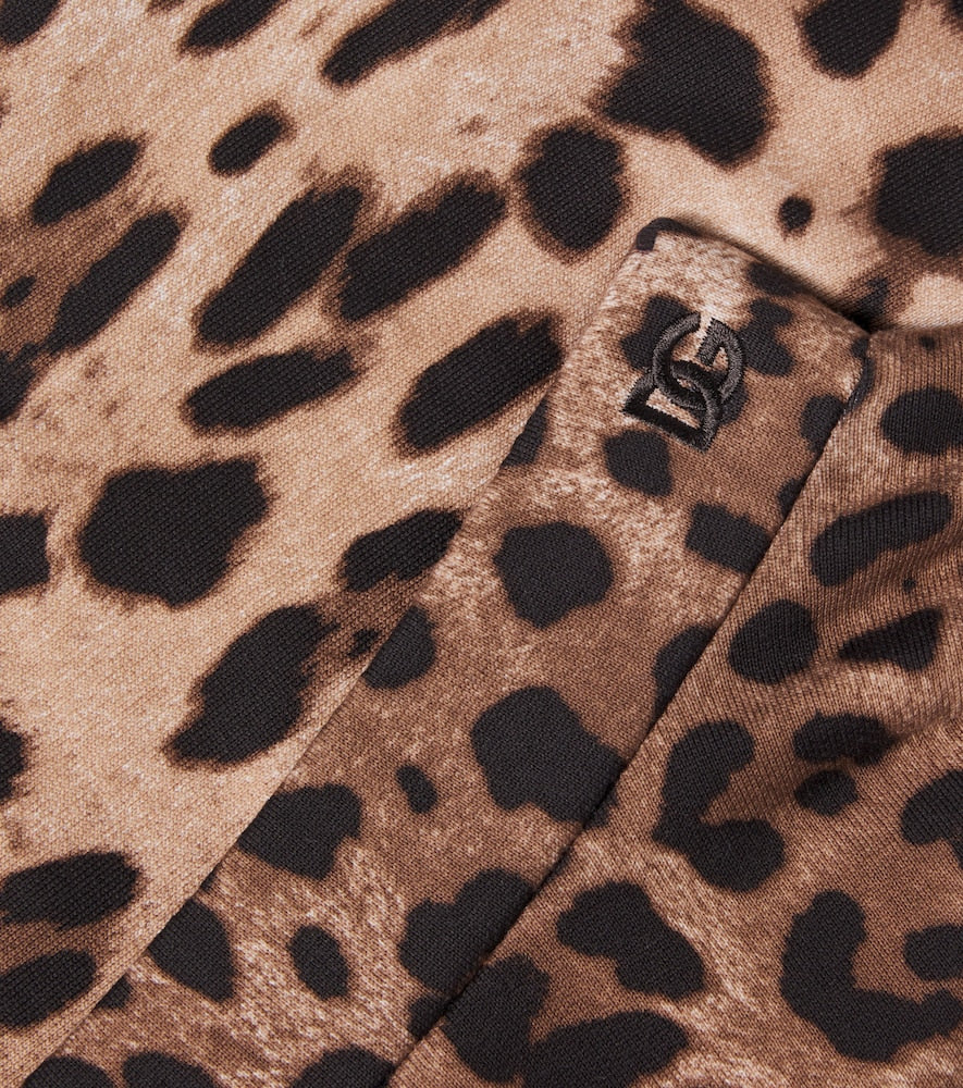 Leopard-print cotton jersey skirt