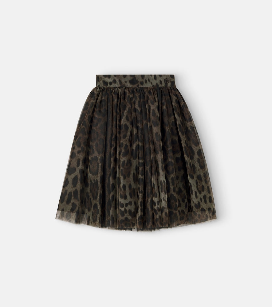 Leopard-print tulle skirt