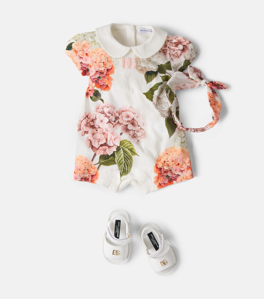 Baby floral cotton bodysuit and headband set