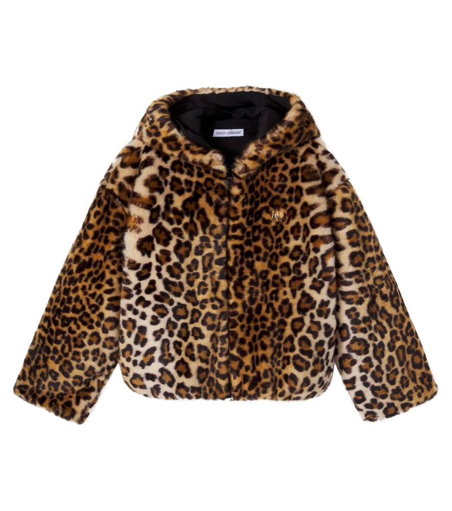 Leopard-print hooded jacket
