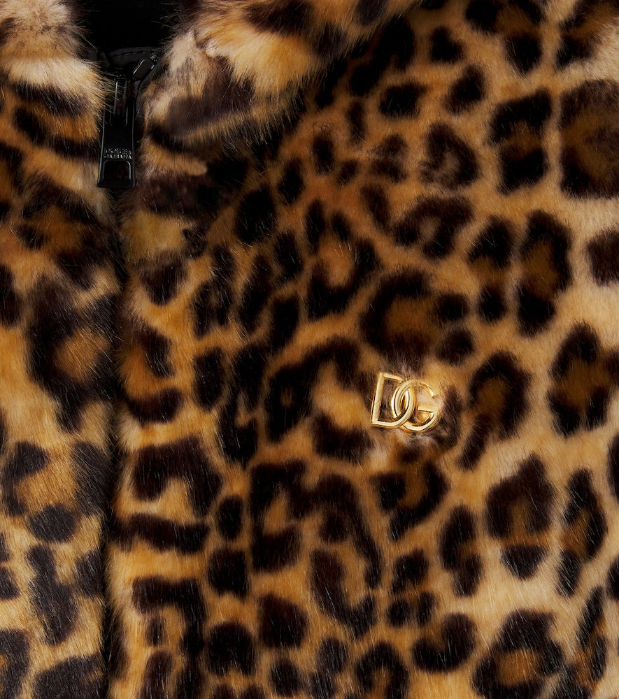 Leopard-print hooded jacket