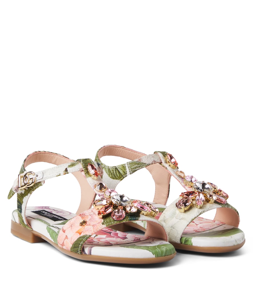 Crystal-embellished floral sandals