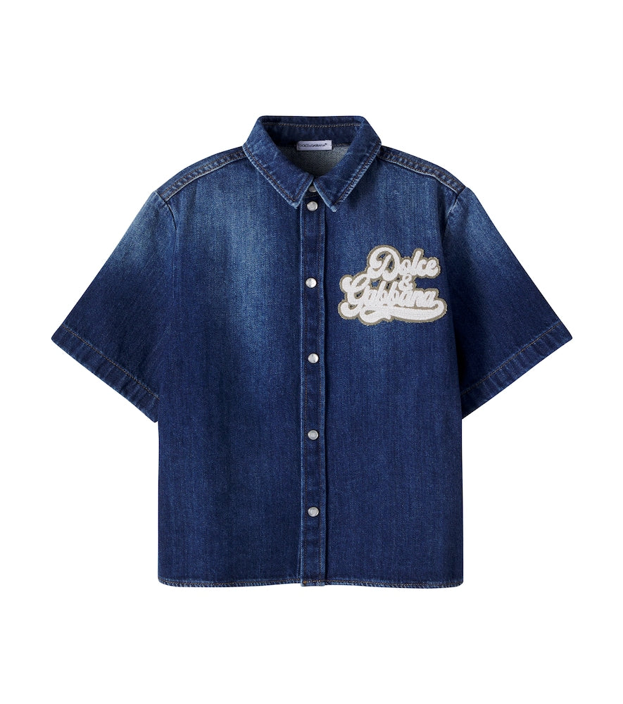 Logo appliqué denim shirt