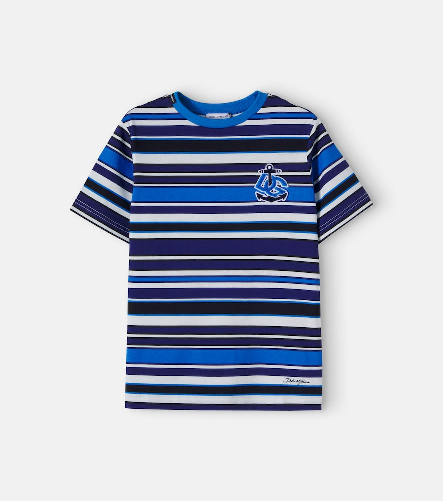 Appliqué striped cotton jersey T-shirt