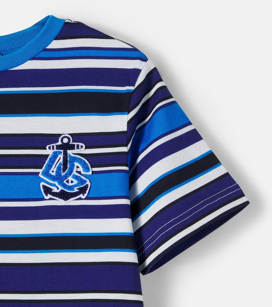 Appliqué striped cotton jersey T-shirt