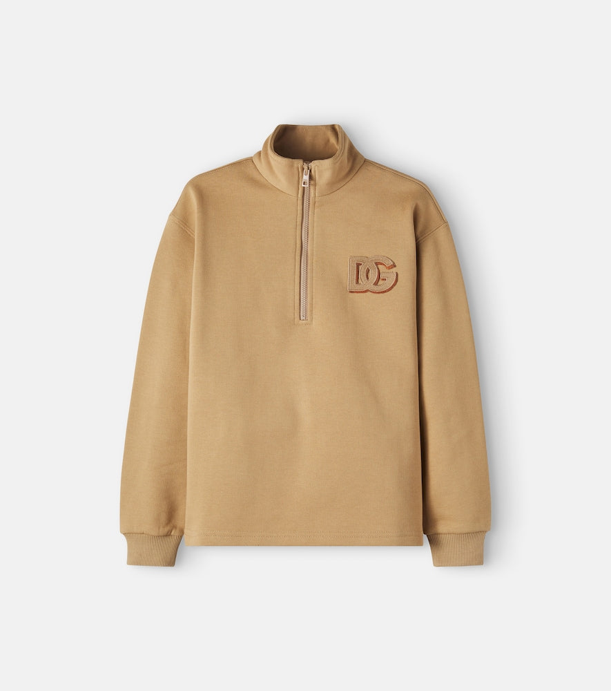 DG cotton jersey half-zip sweatshirt