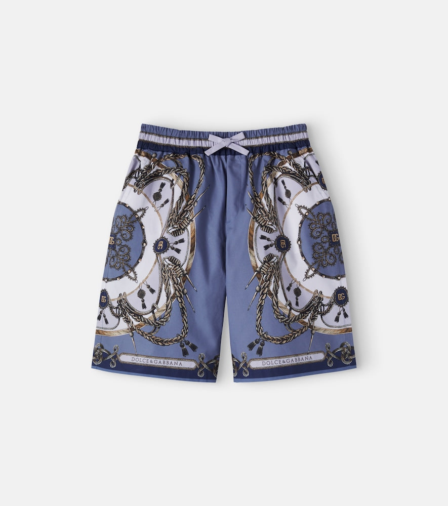 Printed cotton poplin Bermuda shorts