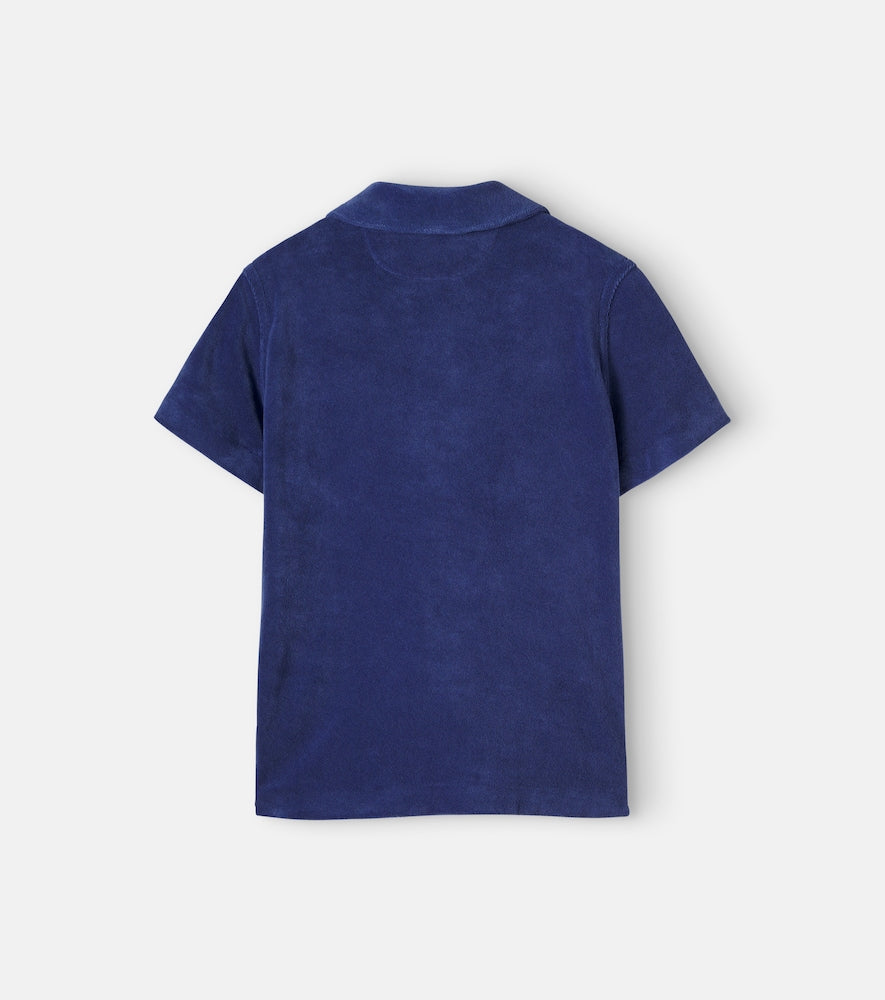 Cotton-blend terry polo shirt