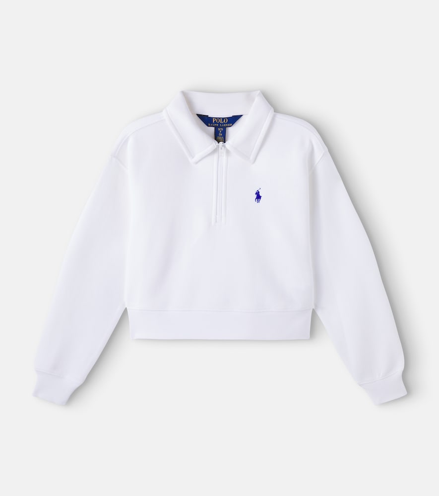 Half-zip cotton-blend polo sweater