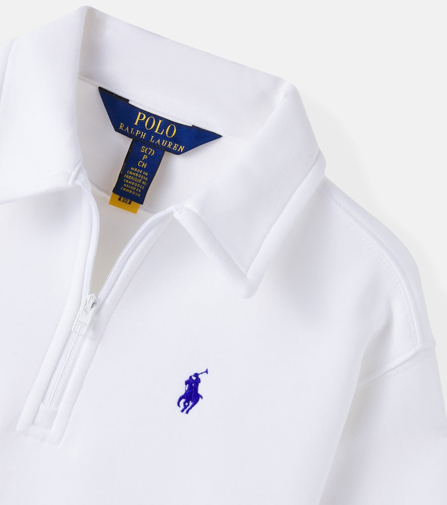 Half-zip cotton-blend polo sweater