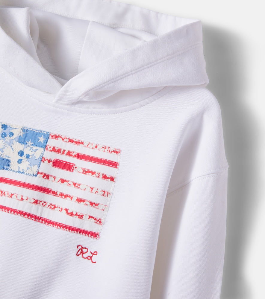 Embroidered cotton terry hoodie