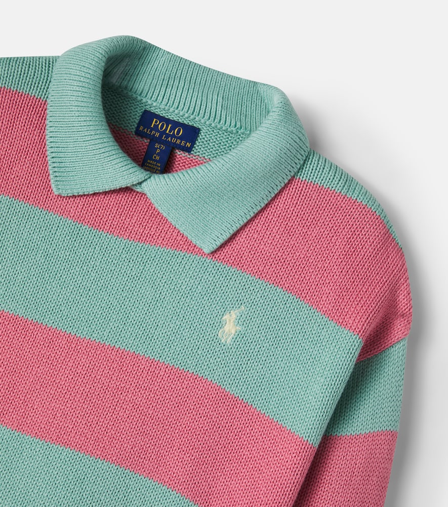 Striped cotton polo sweater