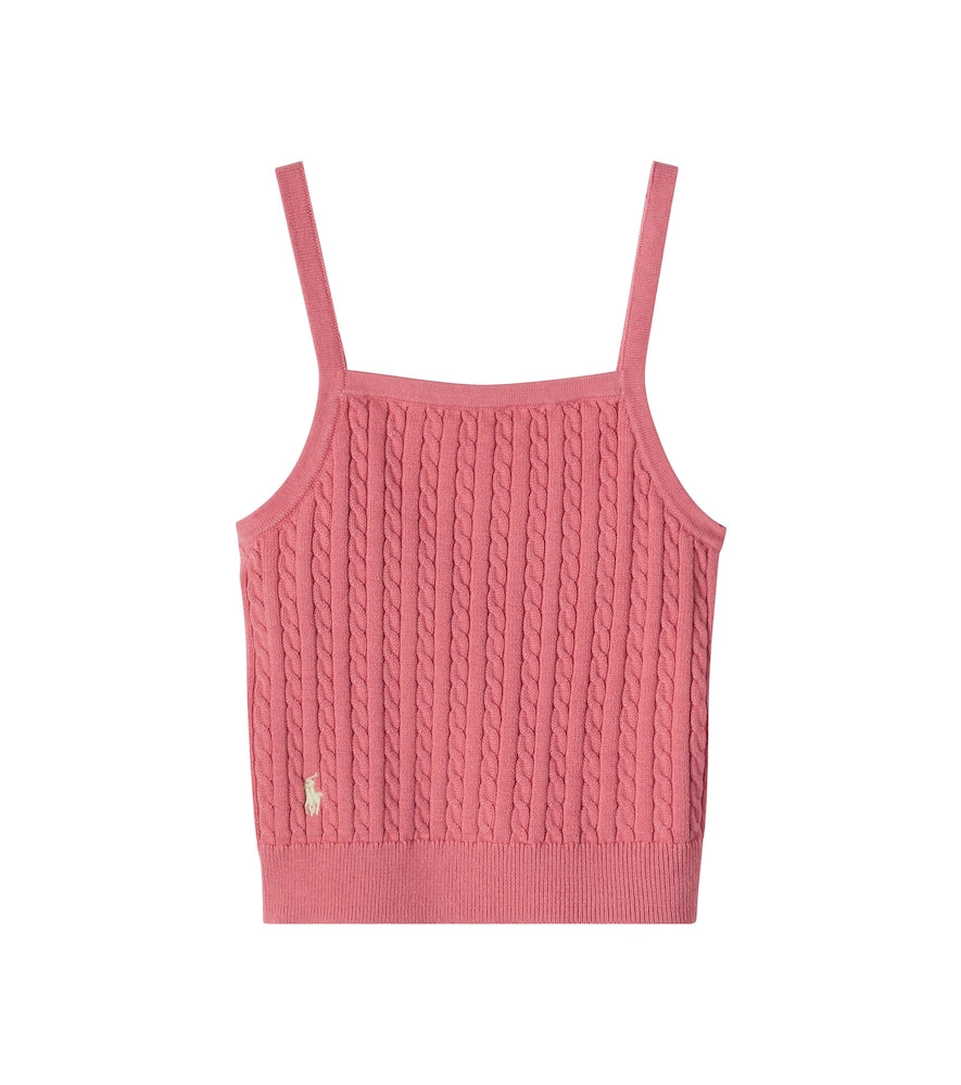 Cable-knit cotton tank top