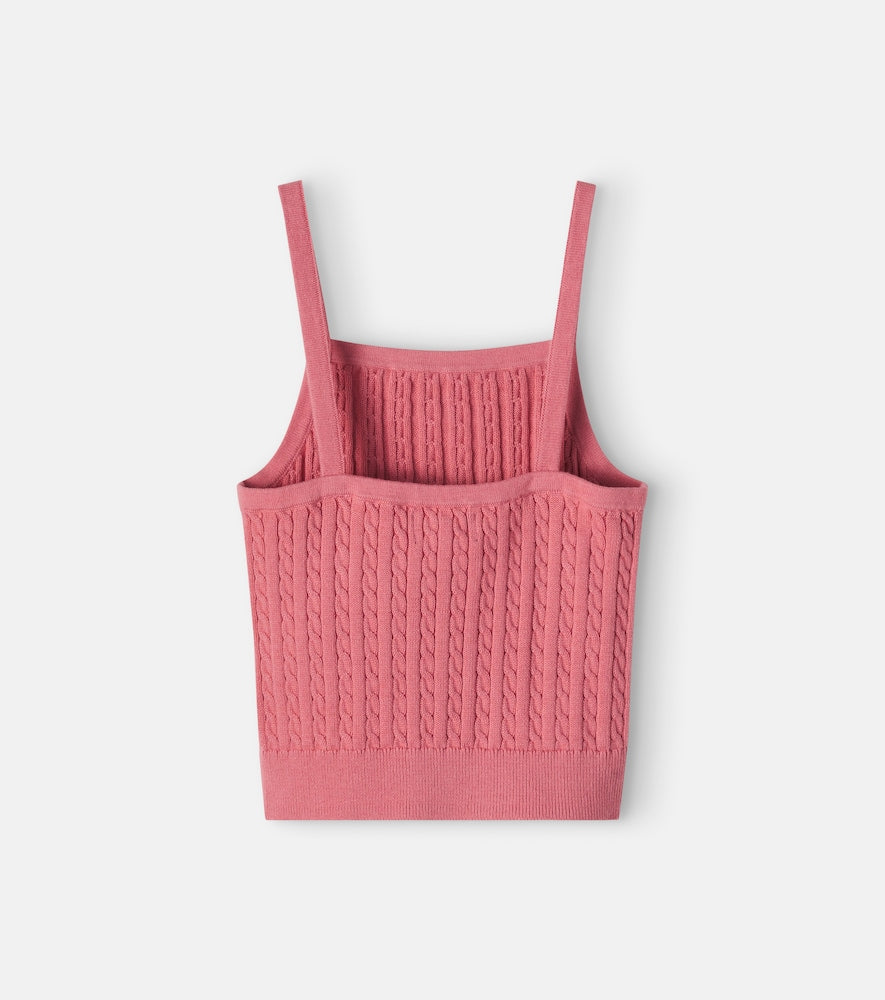 Cable-knit cotton tank top