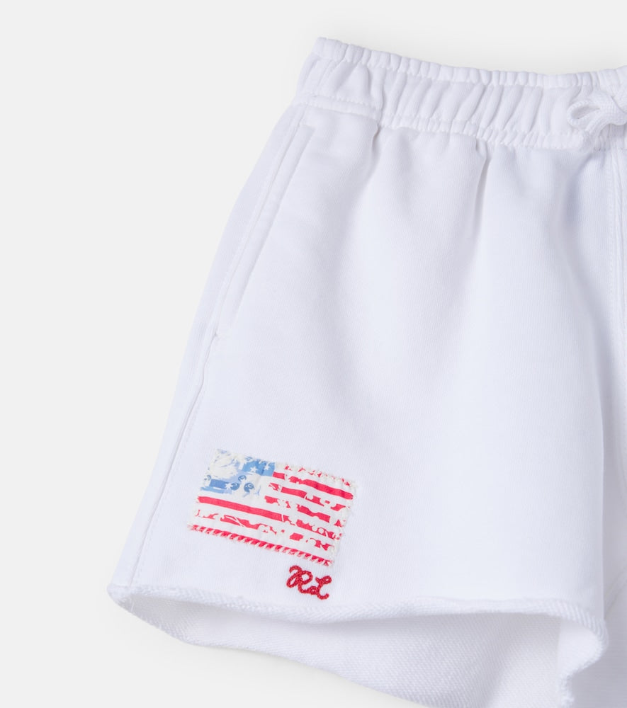 Embroidered cotton terry shorts