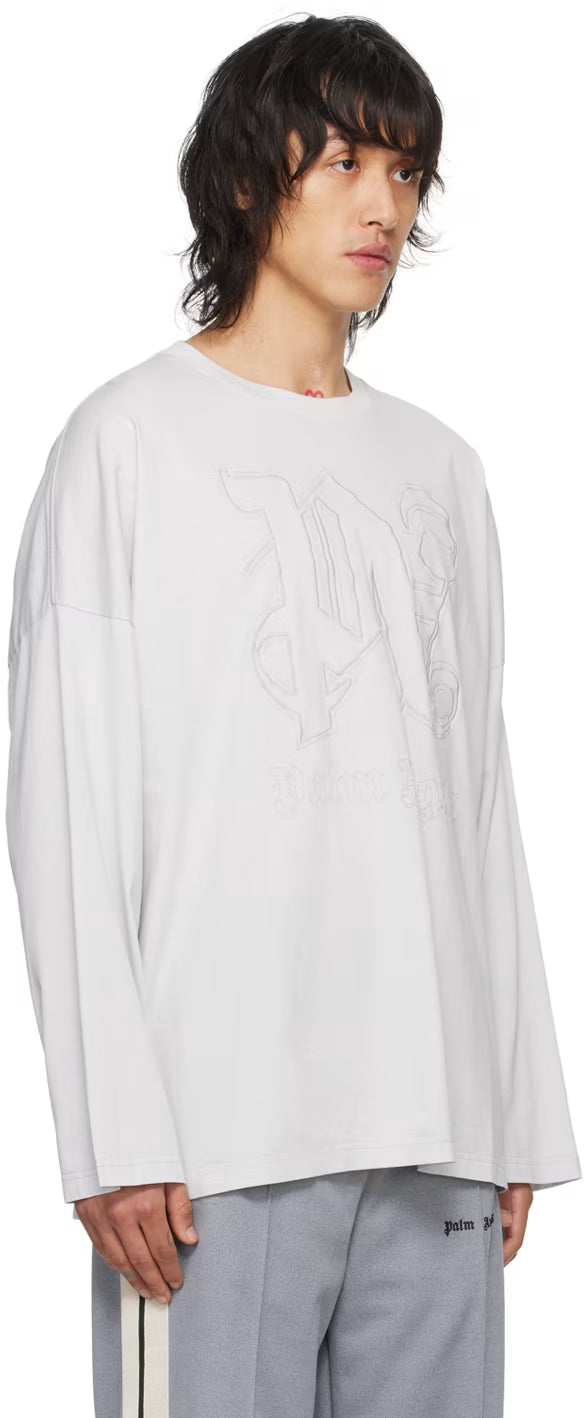 Gray Monogram Long Sleeve T-Shirt