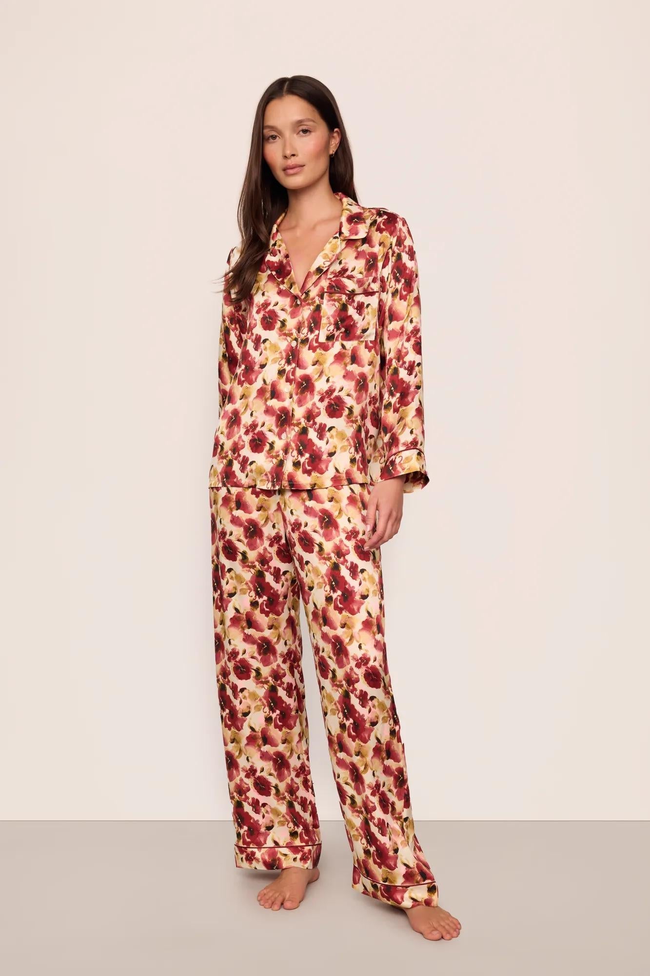 Eberjey x Lily Aldridge - Inez Washable Silk Printed Long PJ Set