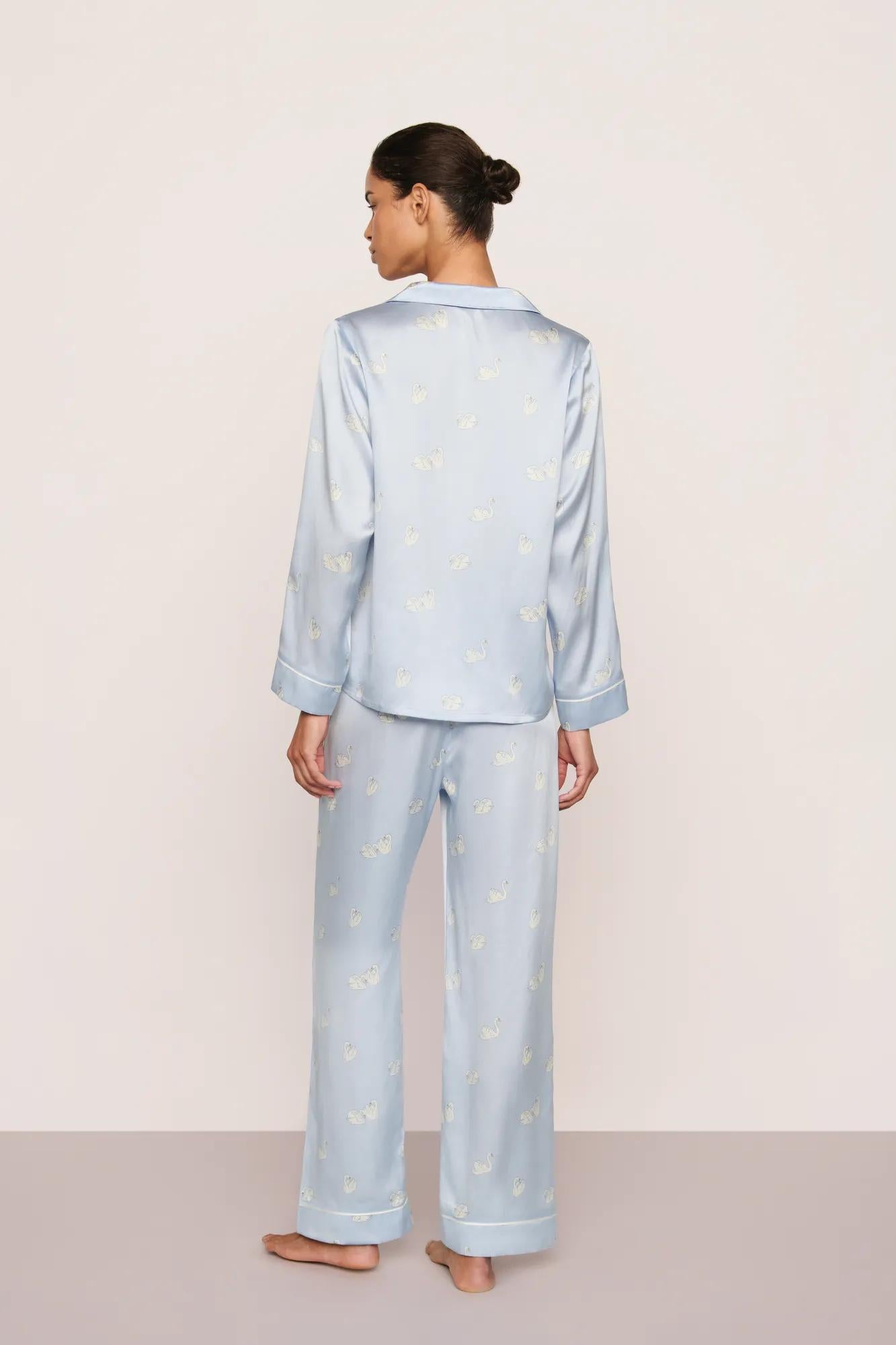 Inez Washable Silk Printed Long PJ Set