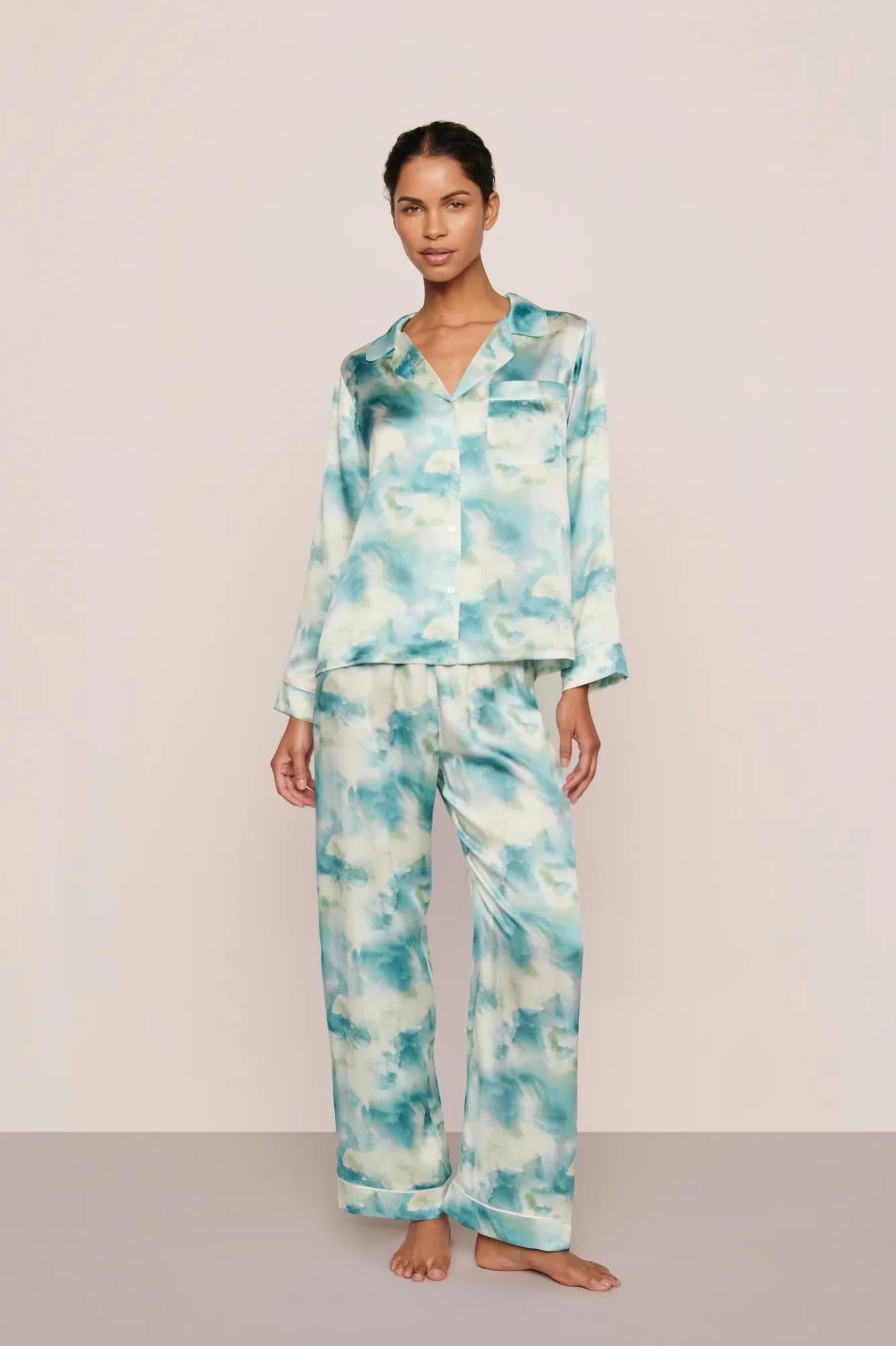 Inez Washable Silk Printed Long PJ Set