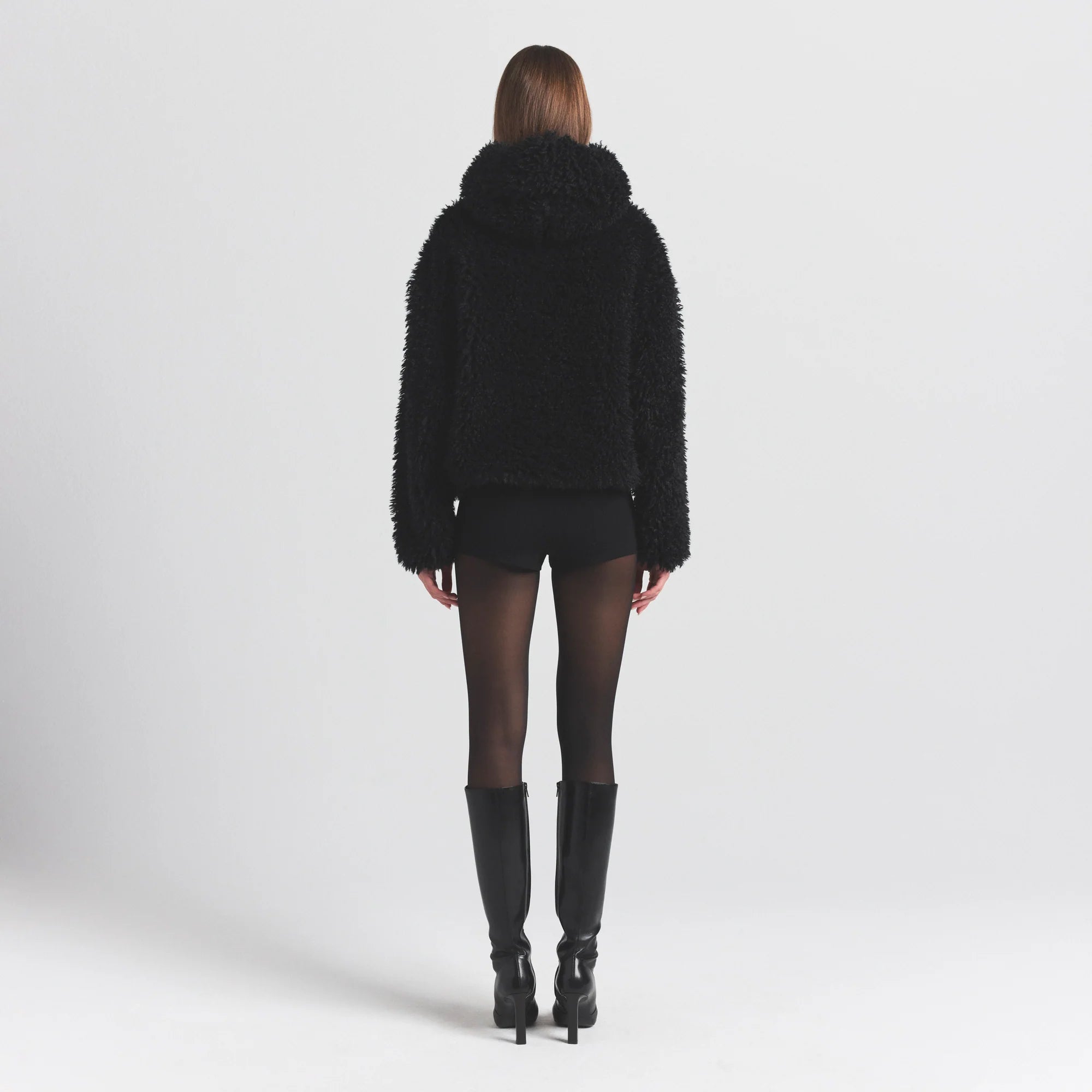FAUX FUR HOODIE | ONYX