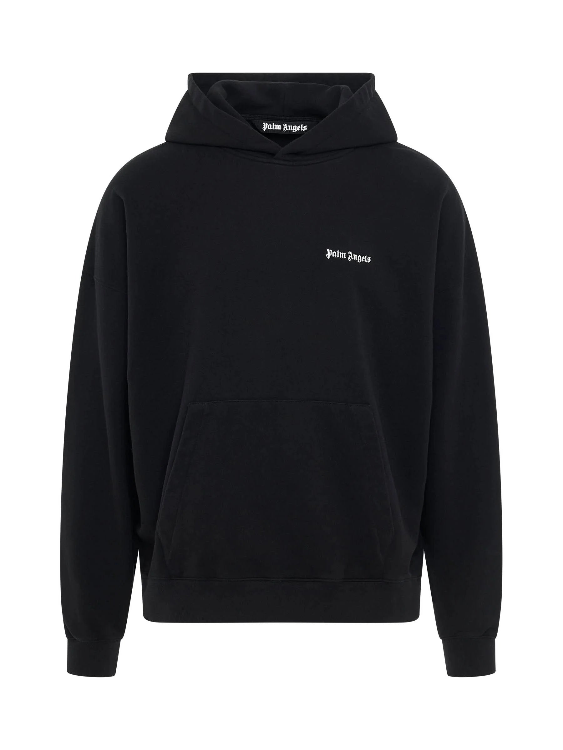 Cotton Embroidered Logo Hoodie in Black