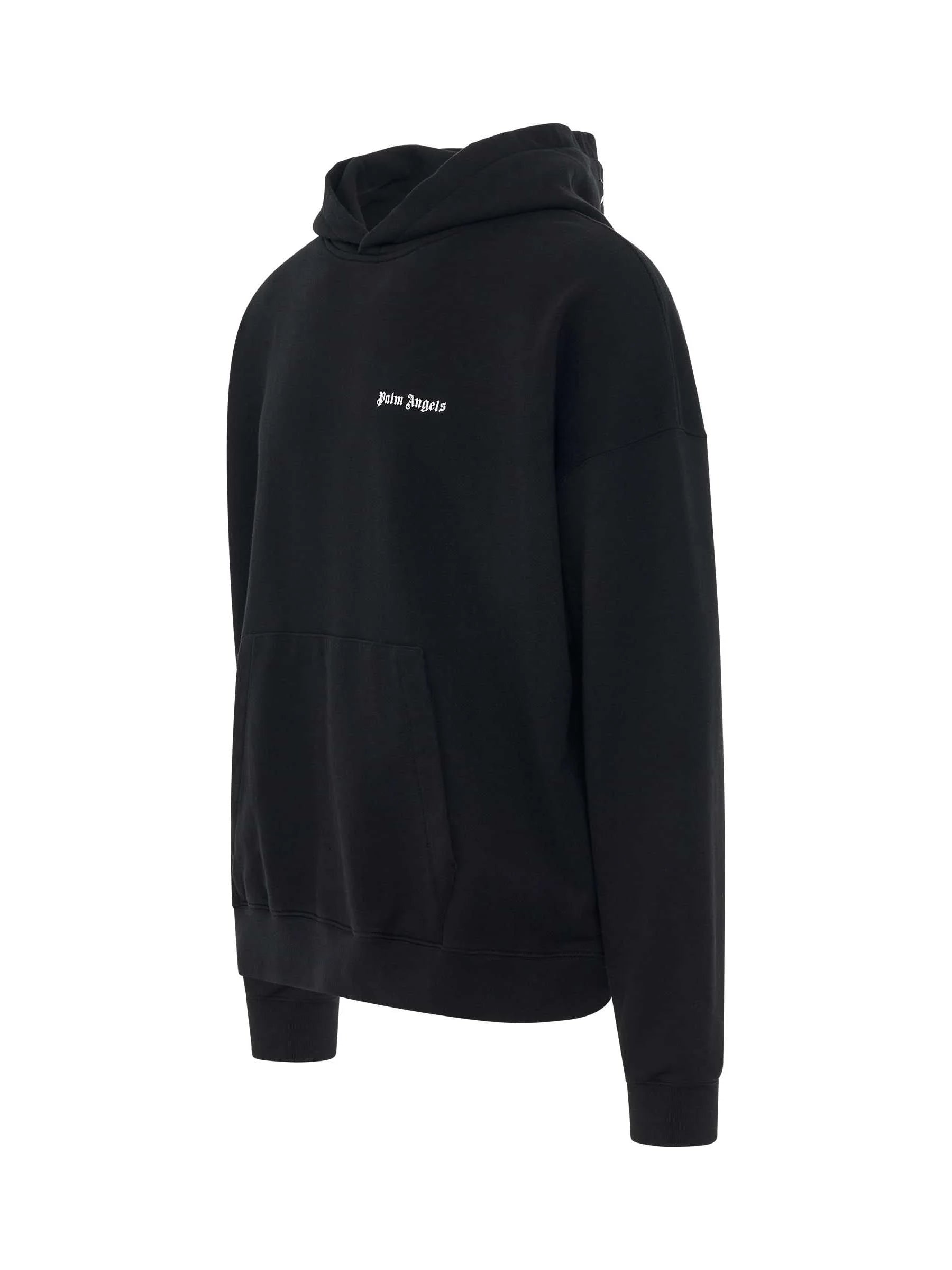 Cotton Embroidered Logo Hoodie in Black
