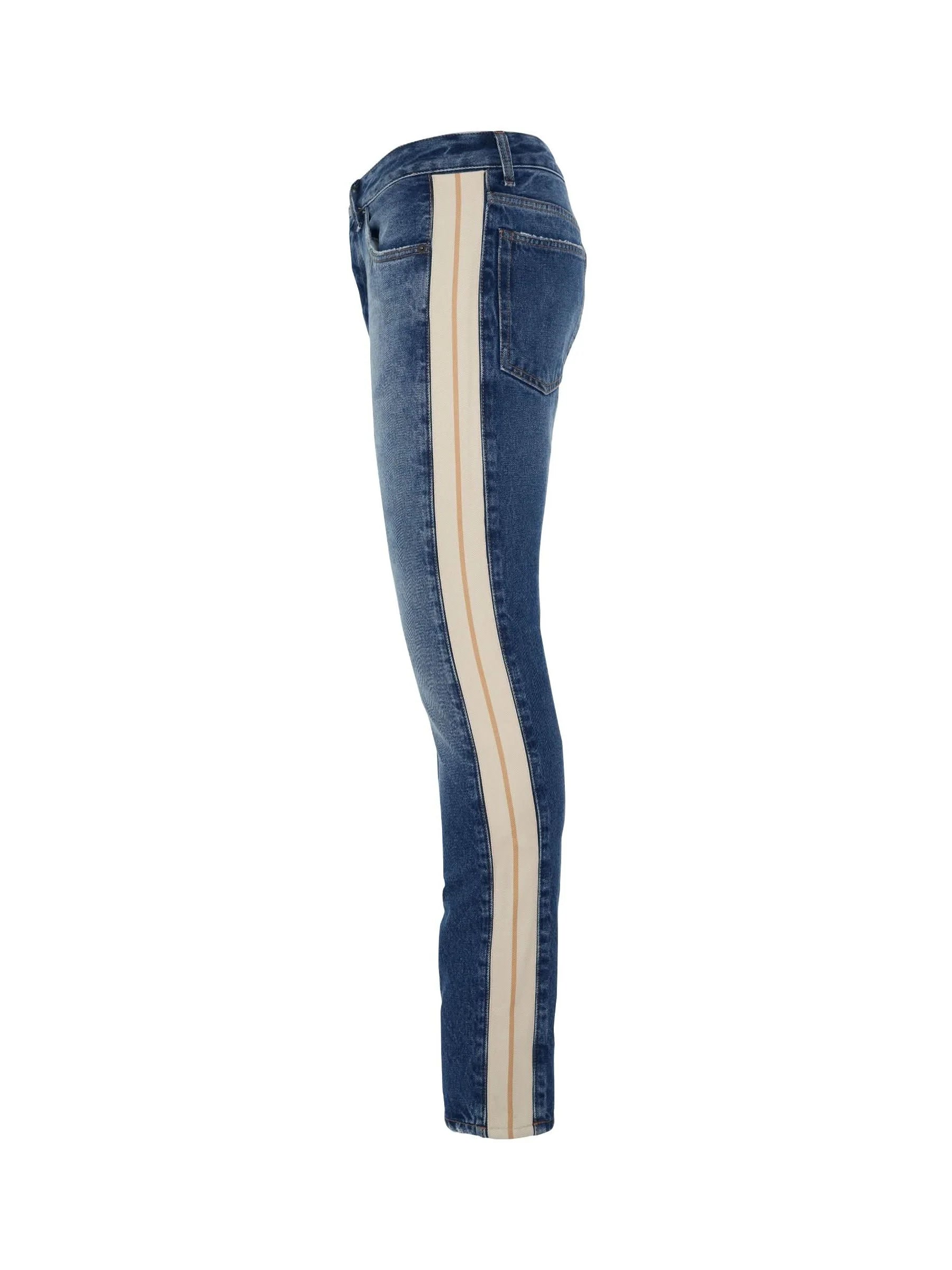 Indigo Track Denim Pants in Light Blue