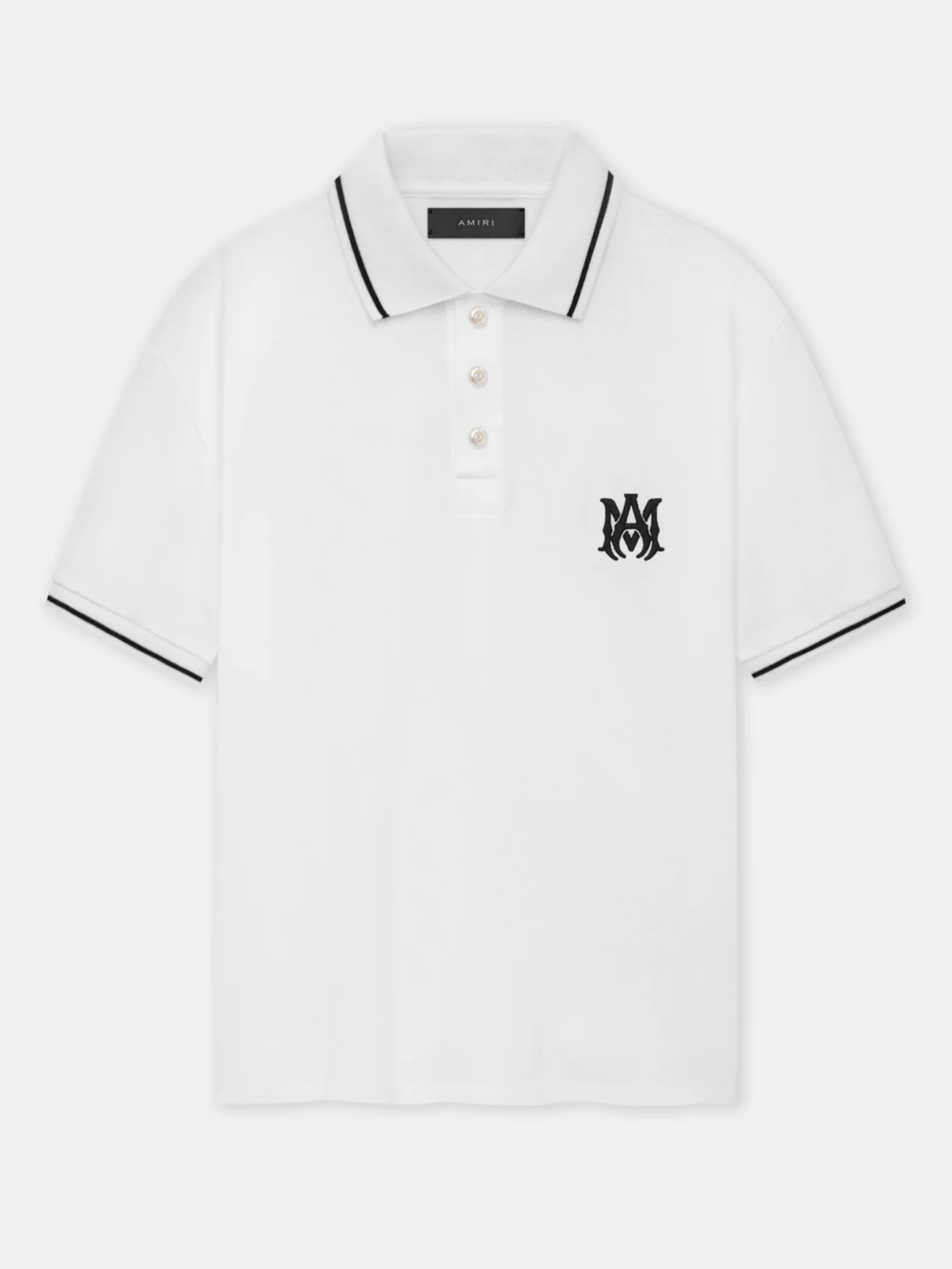 AMIRI SOLID SHORT SLEEVE MA LOGO POLO WHITE