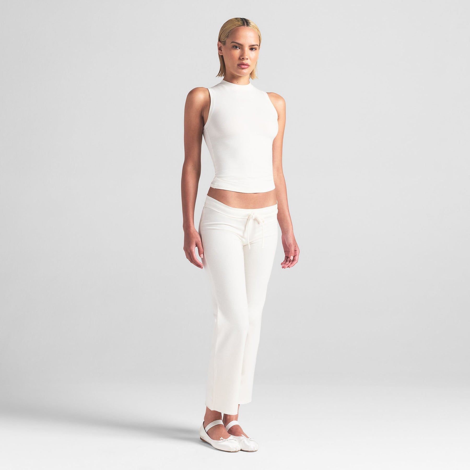 COTTON JERSEY LOW RISE CROP PANT | MARBLE