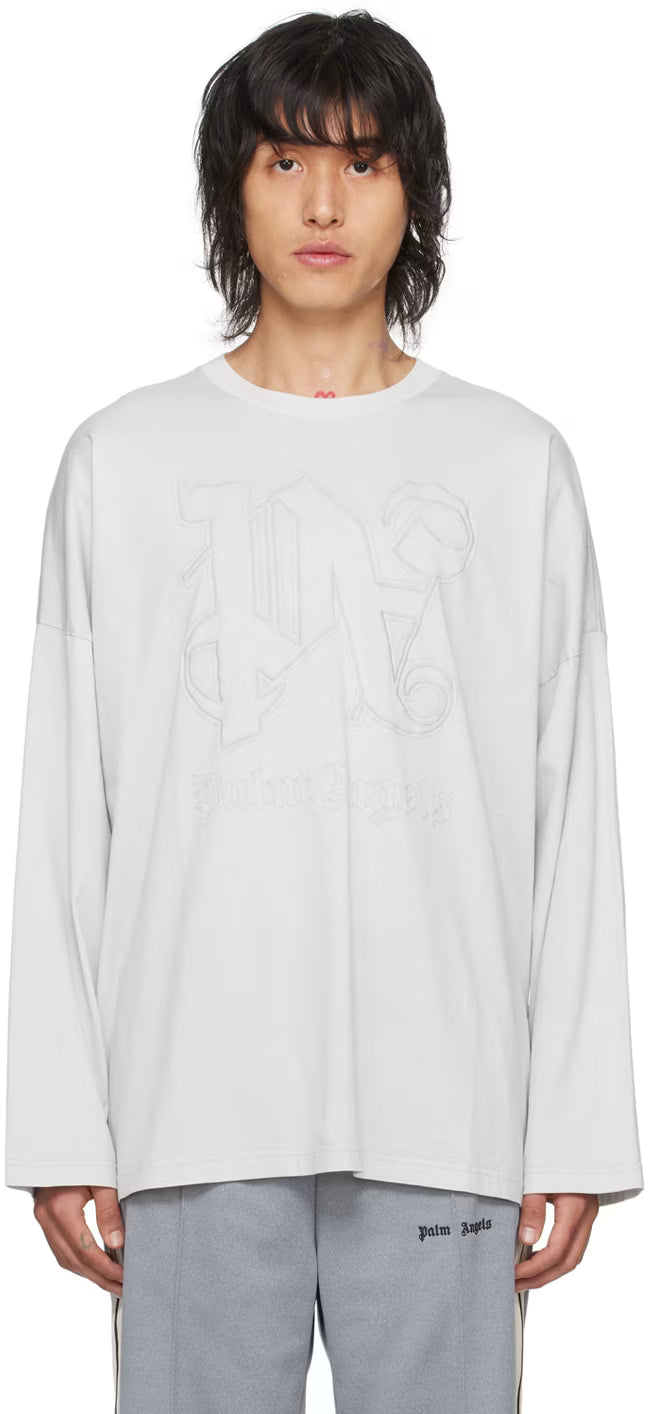 Gray Monogram Long Sleeve T-Shirt