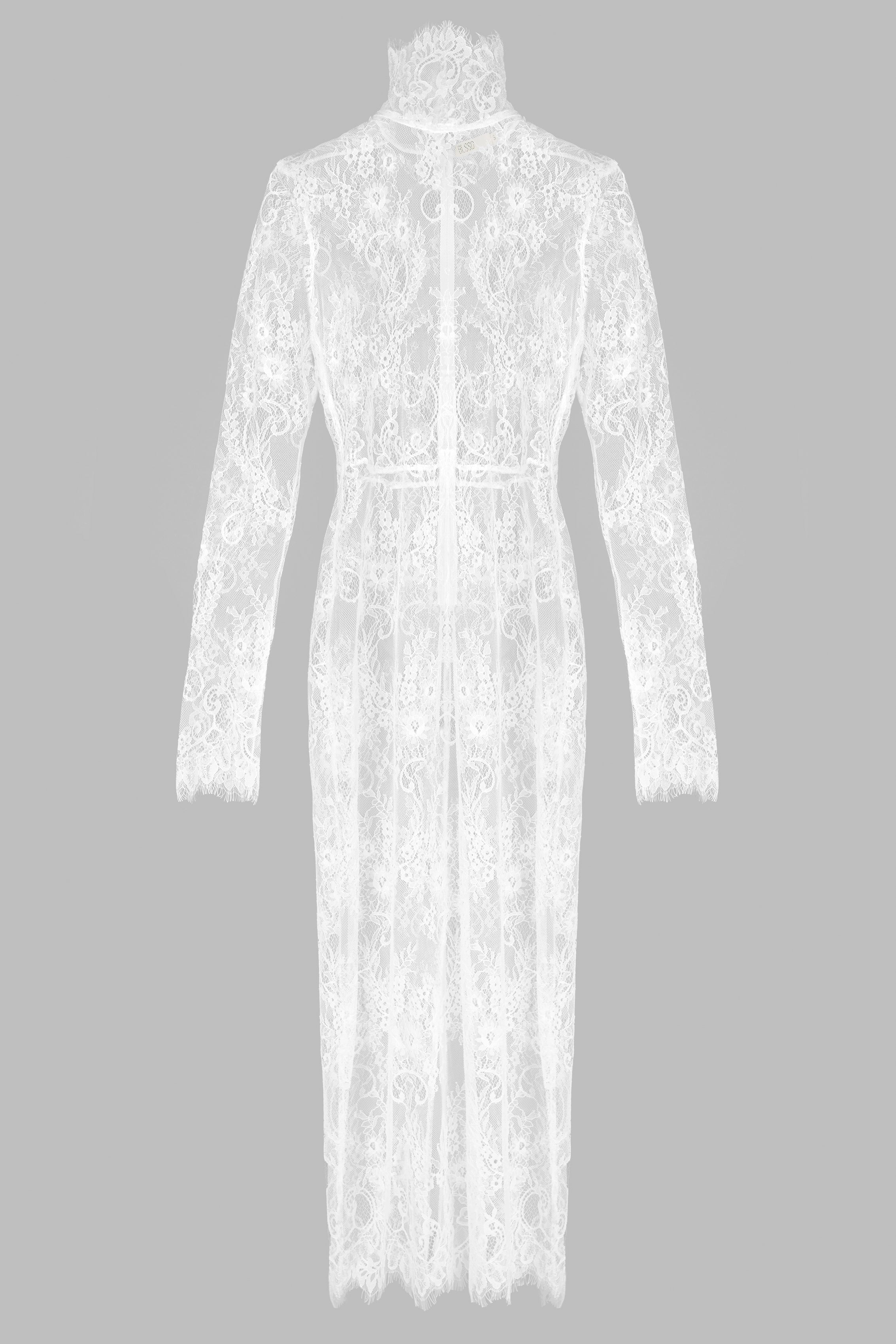 HIGH NECK LACE PENCIL DRESS