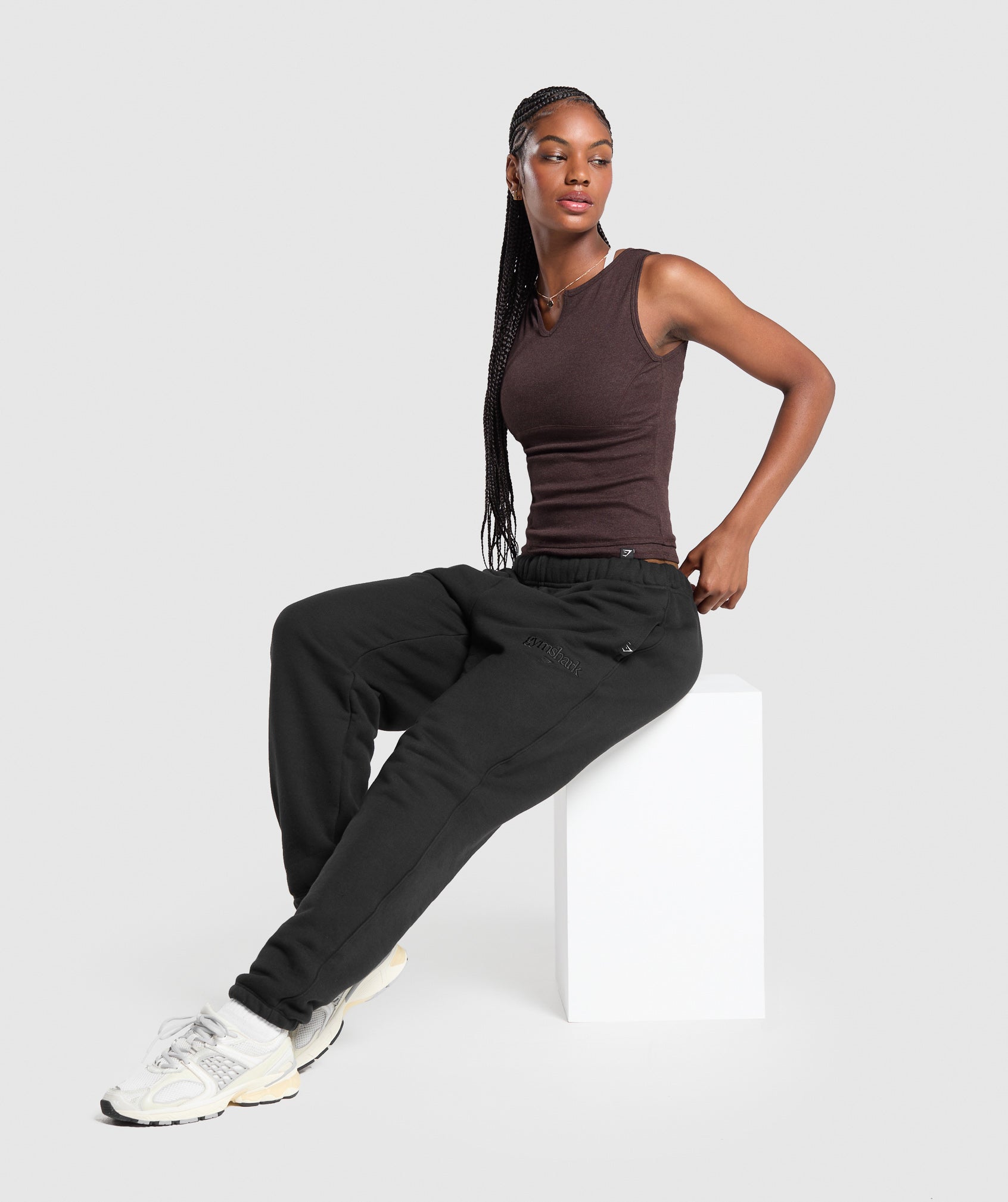 Gymshark Rest Day Rib Top - Brown Marl