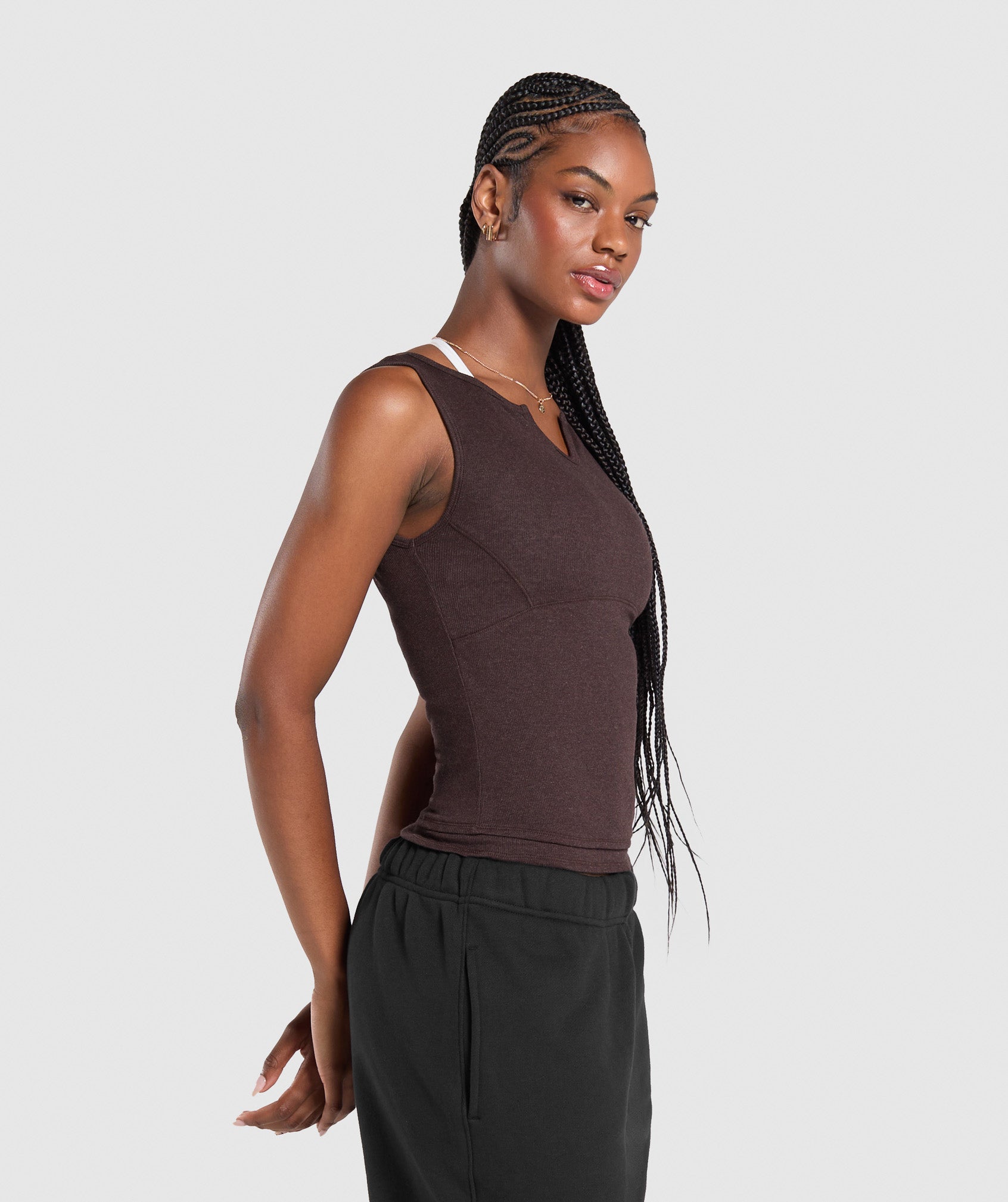 Gymshark Rest Day Rib Top - Brown Marl