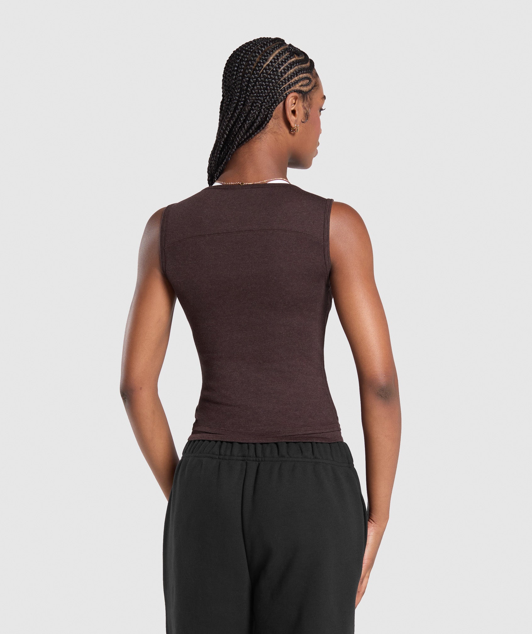 Gymshark Rest Day Rib Top - Brown Marl
