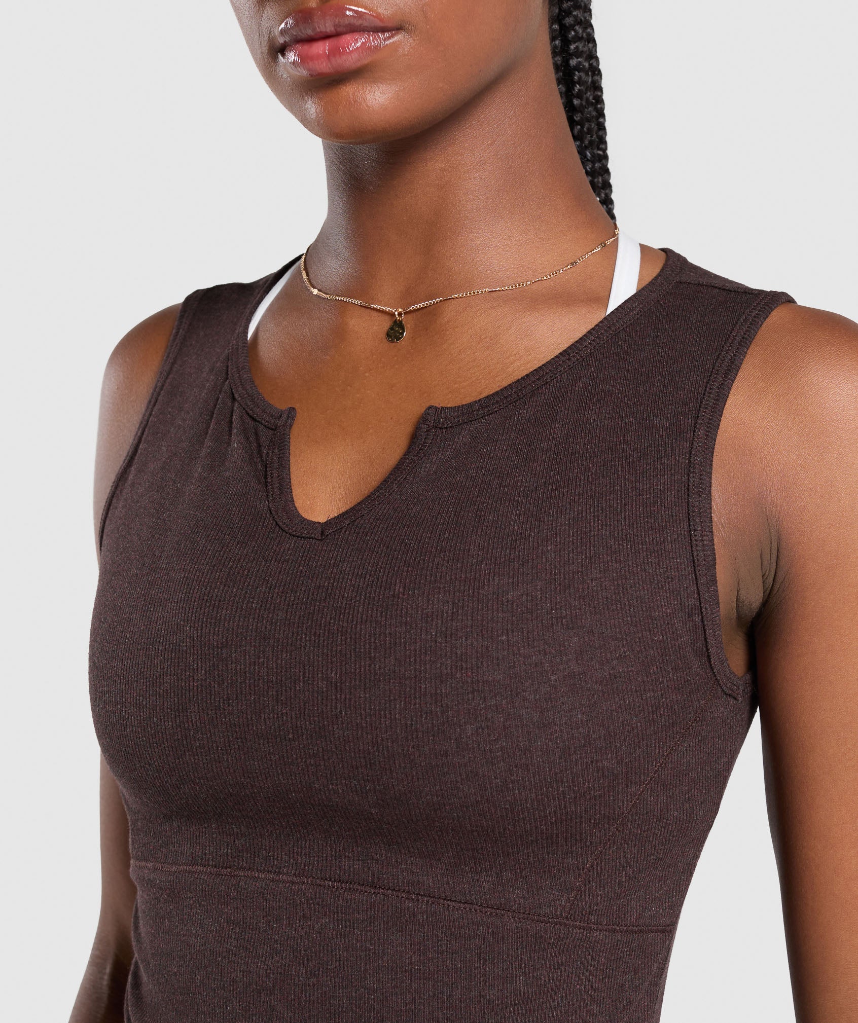 Gymshark Rest Day Rib Top - Brown Marl