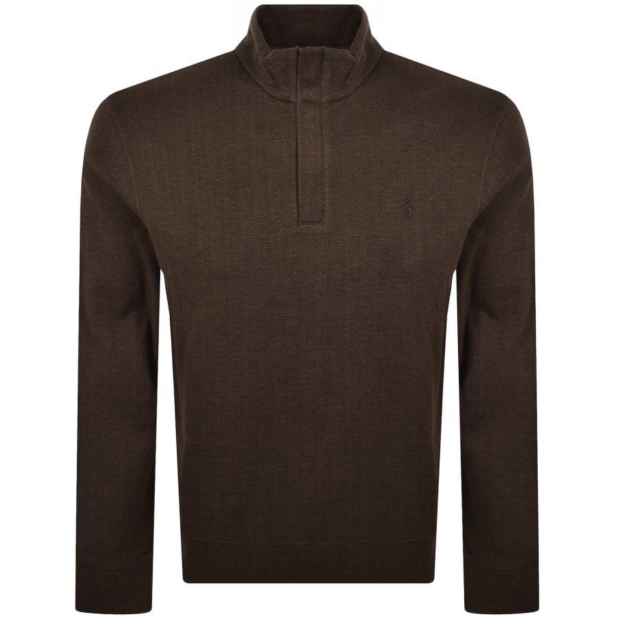 Ralph Lauren Quarter Zip Sweatshirt Brown
